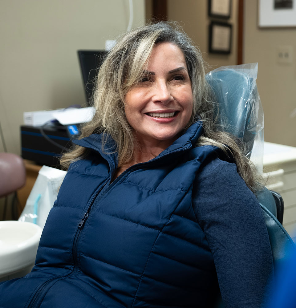 dental patient blue puffy jacket 5050